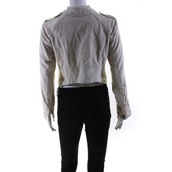 Greylin Anthropologie Womens Long Sleeve Full Zip Crop Biker Jacket Tan Size S - Picture 3 of 6